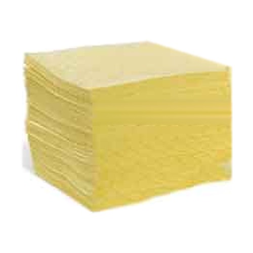 Stack of yellow absorbent pads